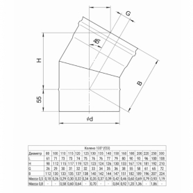 Колено угол 135° D110 GS